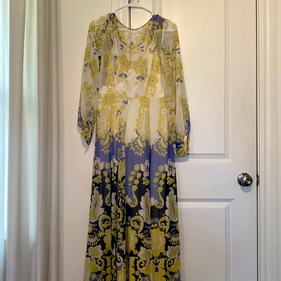 Carla Ruiz long sleeve maxi yellow and purple dress. Brand new with tags. - Picture 1 of 5